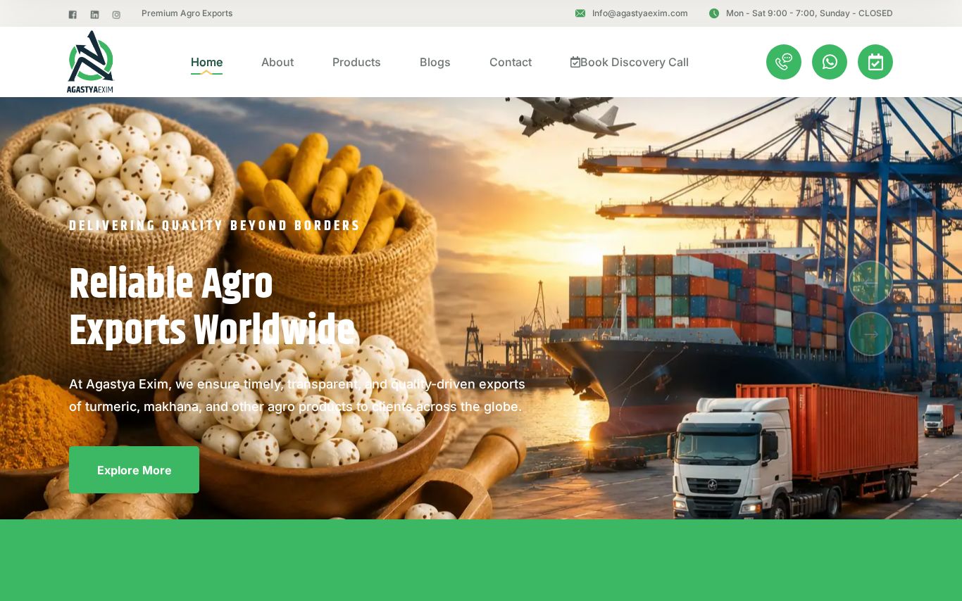 Agastya Exim website